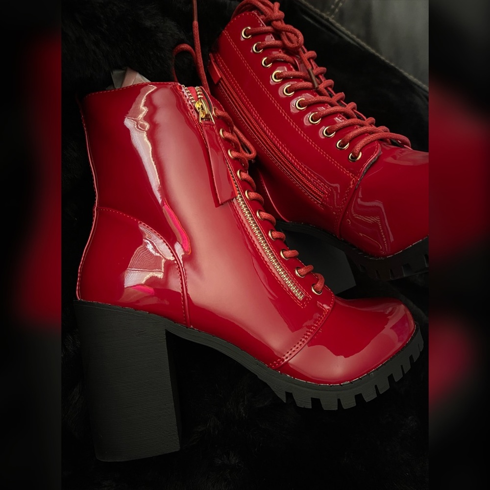 Gothic Red Combat Booties - image 2